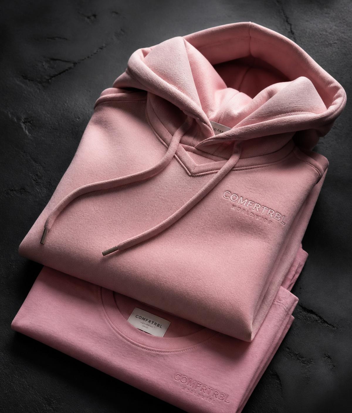 Heavyweight black hoodie fabric detail